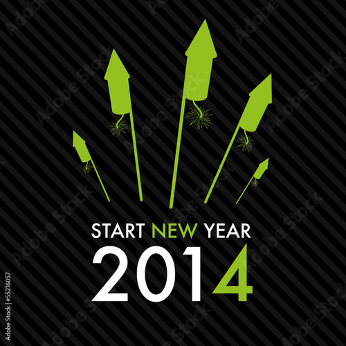 Silvester 2014 Start New Year - Green Rockets