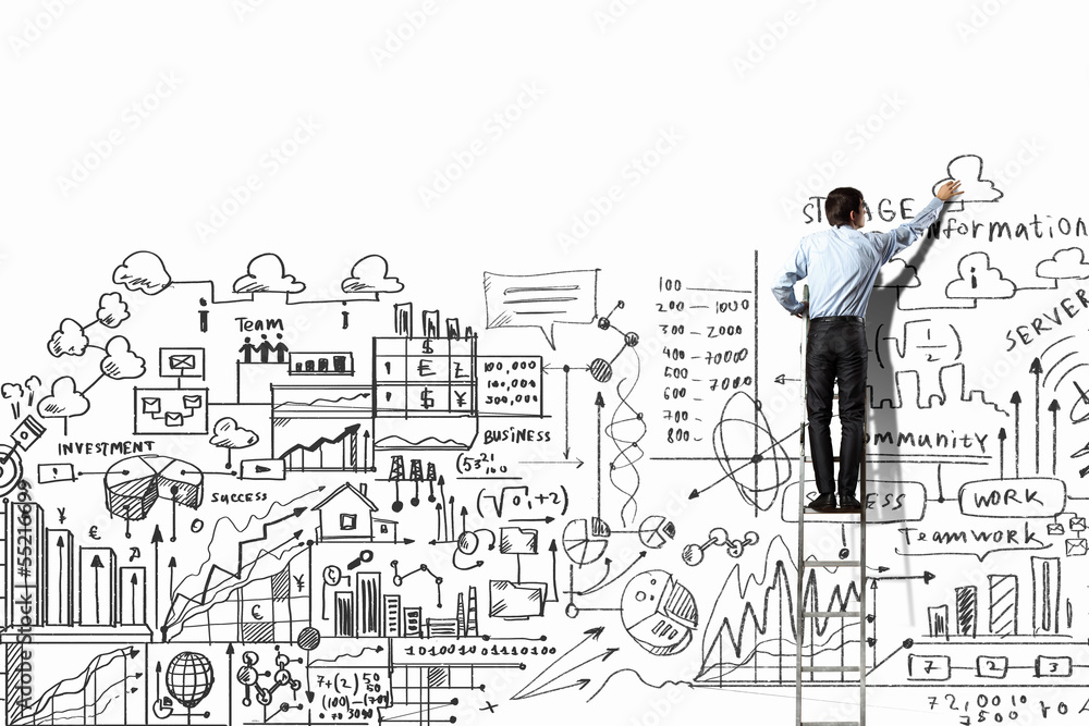 Businessman drawing sketch