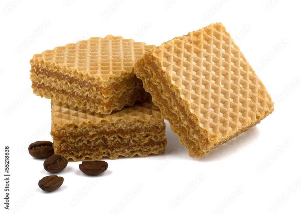 Wafers or honeycomb waffles isolated on white background Wafers or honeycomb waffles isolated on white background