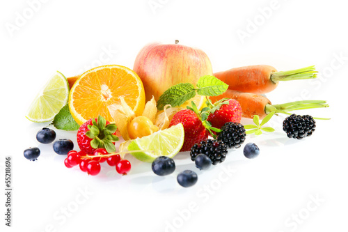 Colourful display of fresh fruit and vegetables