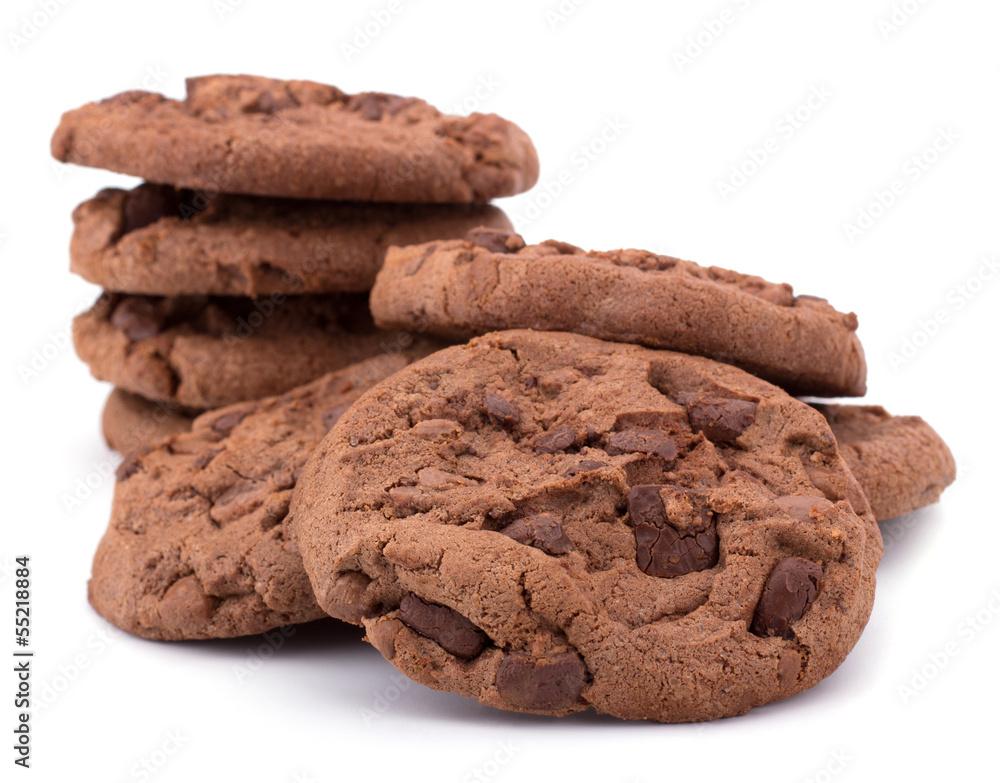 Fototapeta premium Chocolate homemade pastry biscuits isolated on white background