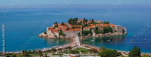 Obraz na płótnie Sveti Stefan - panorama view w salonie