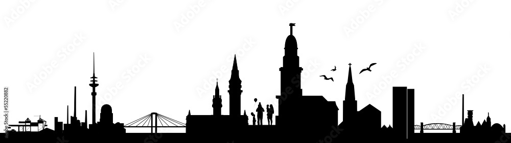 Hamburg Skyline - obrazy, fototapety, plakaty 