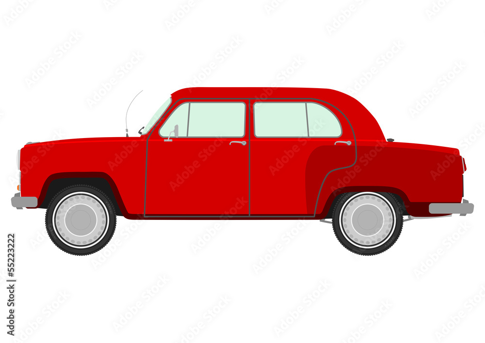 Red retro car. Red retro car.
