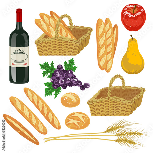 Autumn fruit and Bread,Isolated