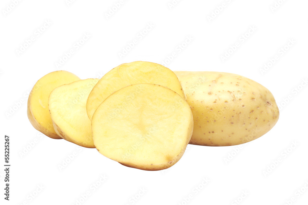 Potato on white background with clipping path