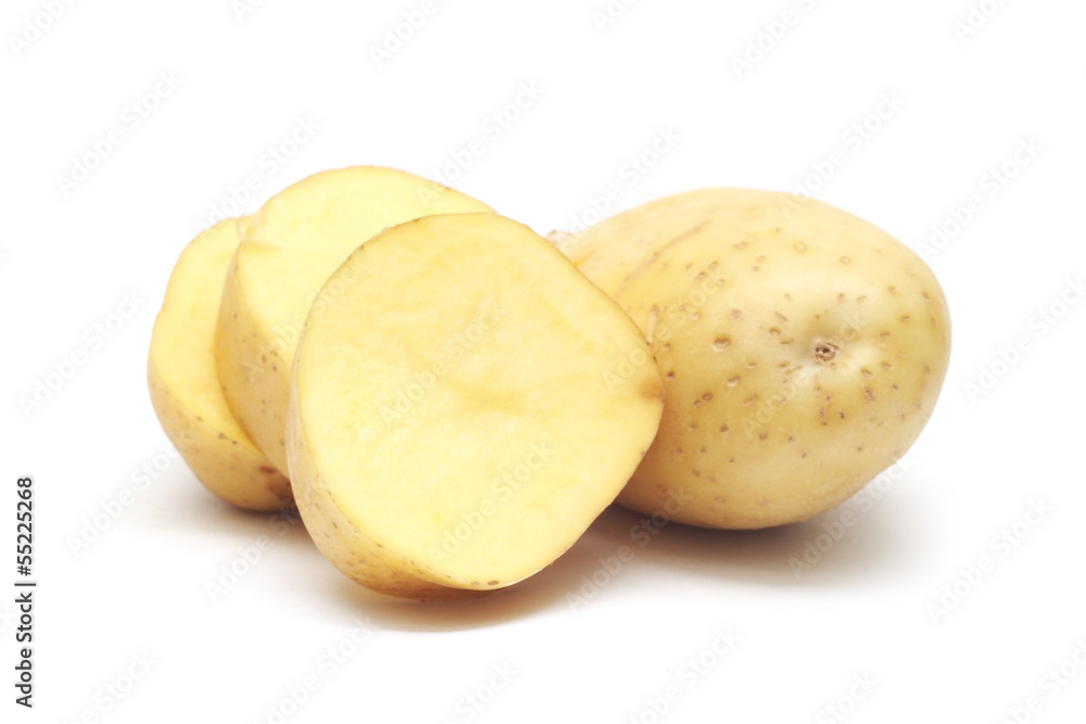 Potatoes on white background