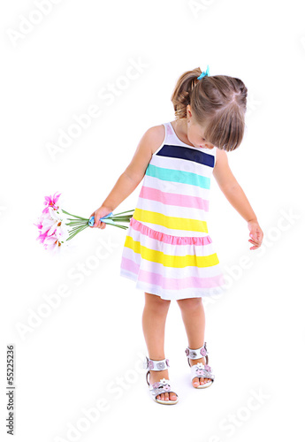 Little cute girl holding fl...