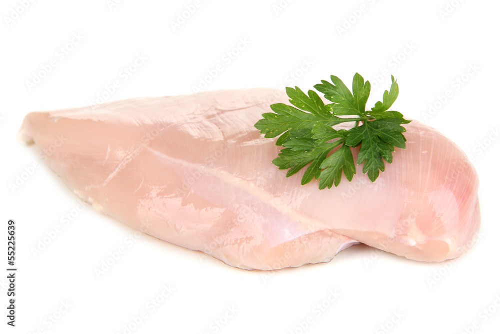 Raw chicken fillets isolated on white Raw chicken fillets isolated on white
