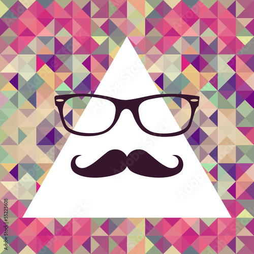 Vintage hipster face geometric pattern.