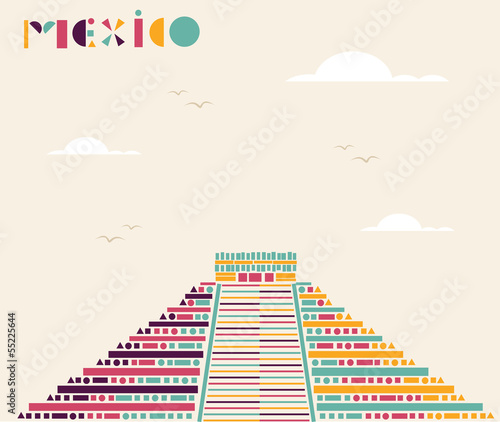 Mexico pyramid travel background.