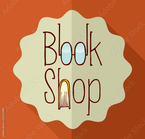 Retro book shop elements