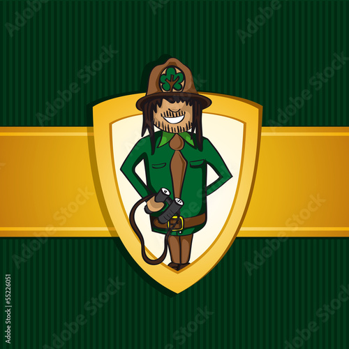 Service park ranger man cartoon shield symbol.