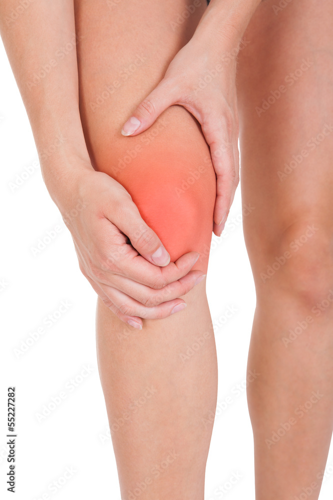 Woman having leg injury