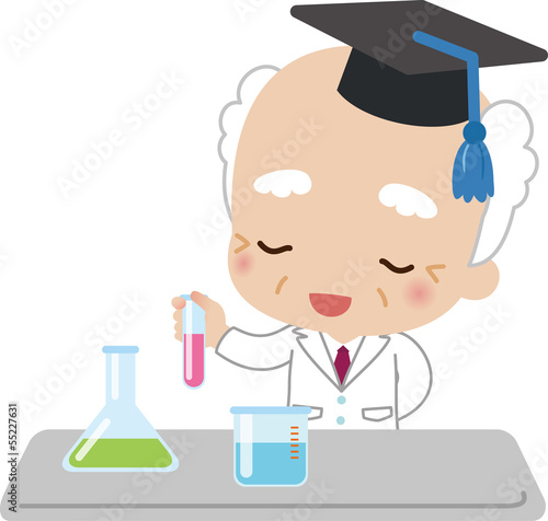 実験をする高齢の科学者