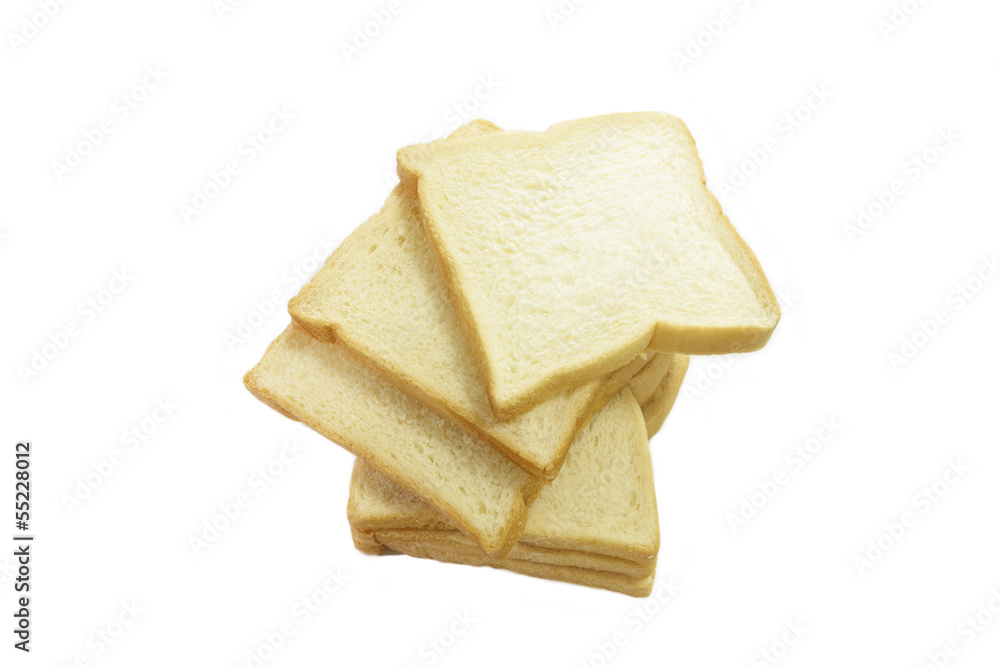 Sliced stacked breads with isolated white background