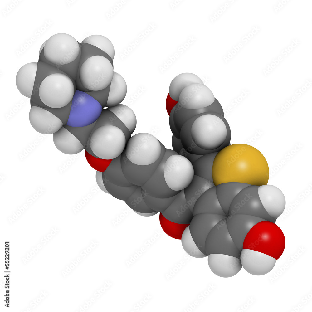Raloxifene osteoporosis drug, chemical structure. Raloxifene osteoporosis drug, chemical structure.