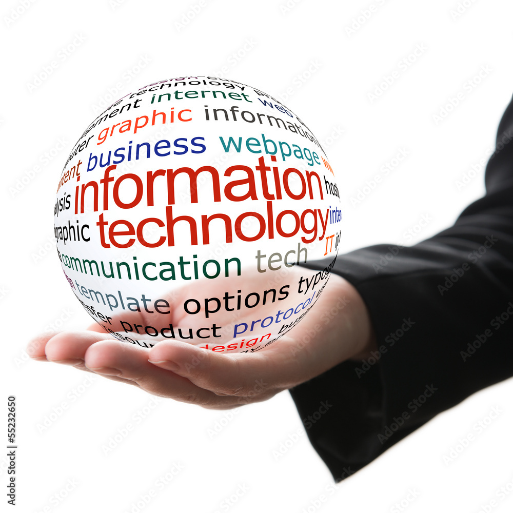 Transparent ball with inscription information technology . Transparent ball with inscription information technology .