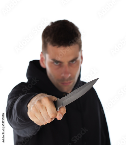 Tableau sur toile Man threatening with knife