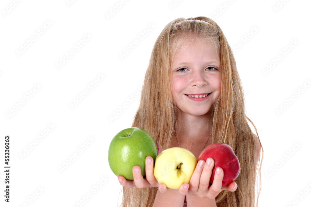 adorable little girl with apple adorable little girl with apple