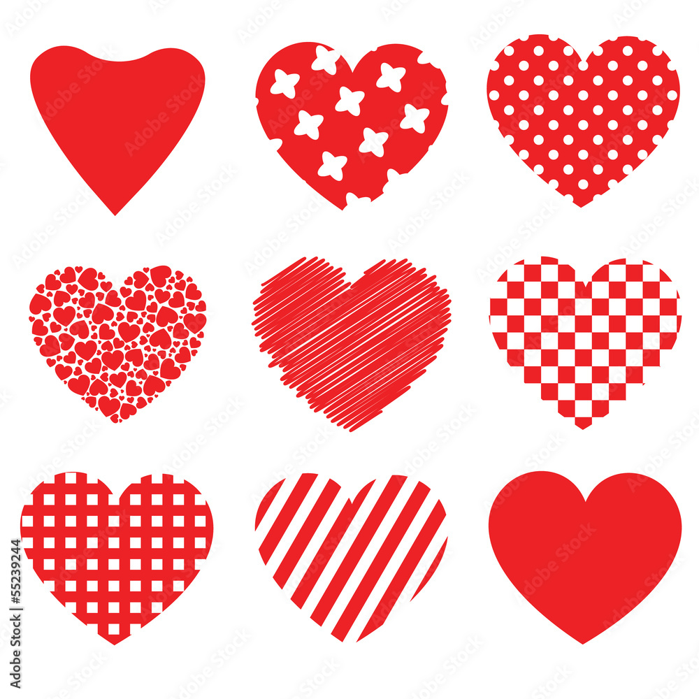 red vector heart collection