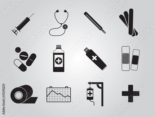 medicine icons set simple