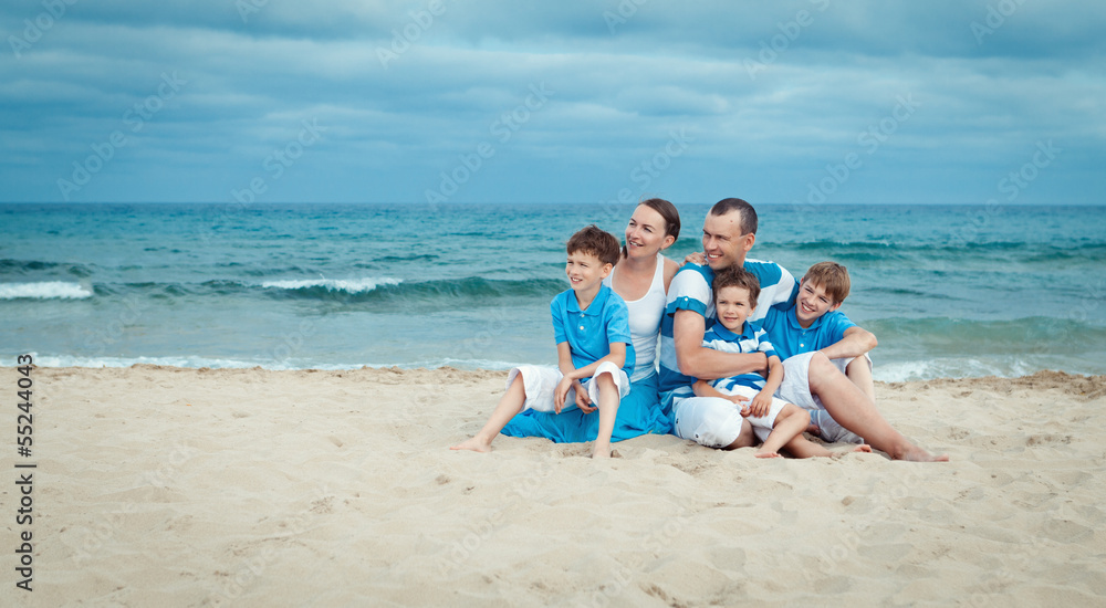 Young family with three kids on vacation Young family with three kids on vacation