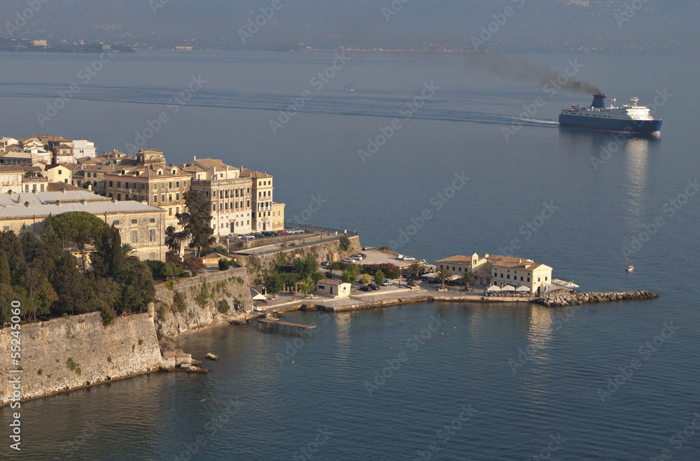 View of Corfu island and the old city in Greece