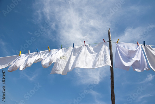 Laundry drying on the rope outside