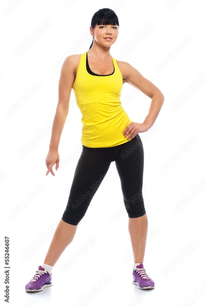 Beautiful fitness girl isolated on white background Beautiful fitness girl isolated on white background