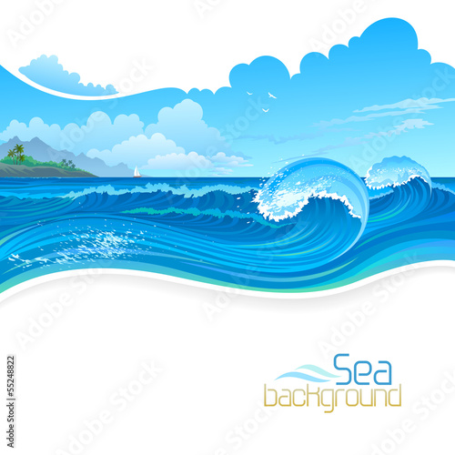 Hills and Blue Sea Waves