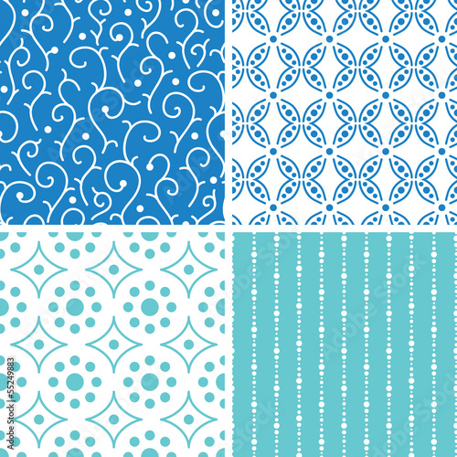 vector four abstract doodle motives seamless patterns set in