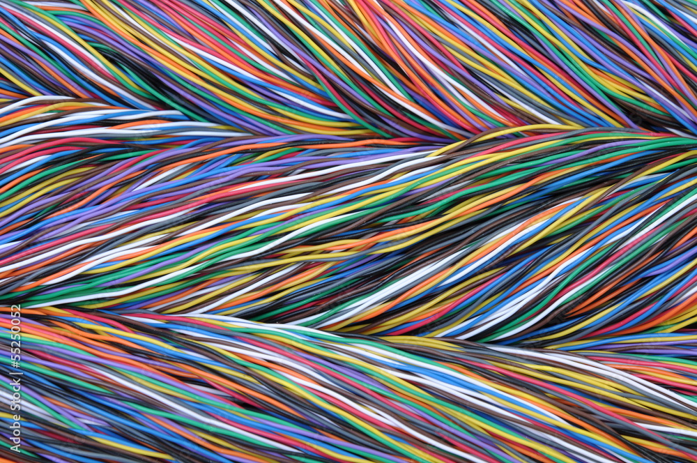 Colorful computer cables in telecommunication networks