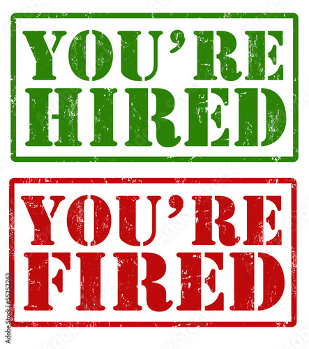 You're hired and You're fired stamps