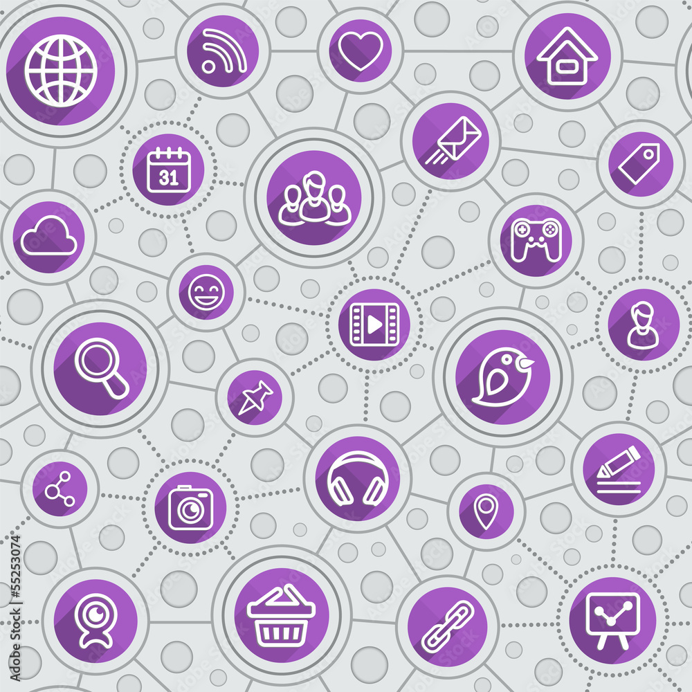 Social Networking Flat Outline Purple Pattern Social Networking Flat Outline Purple Pattern