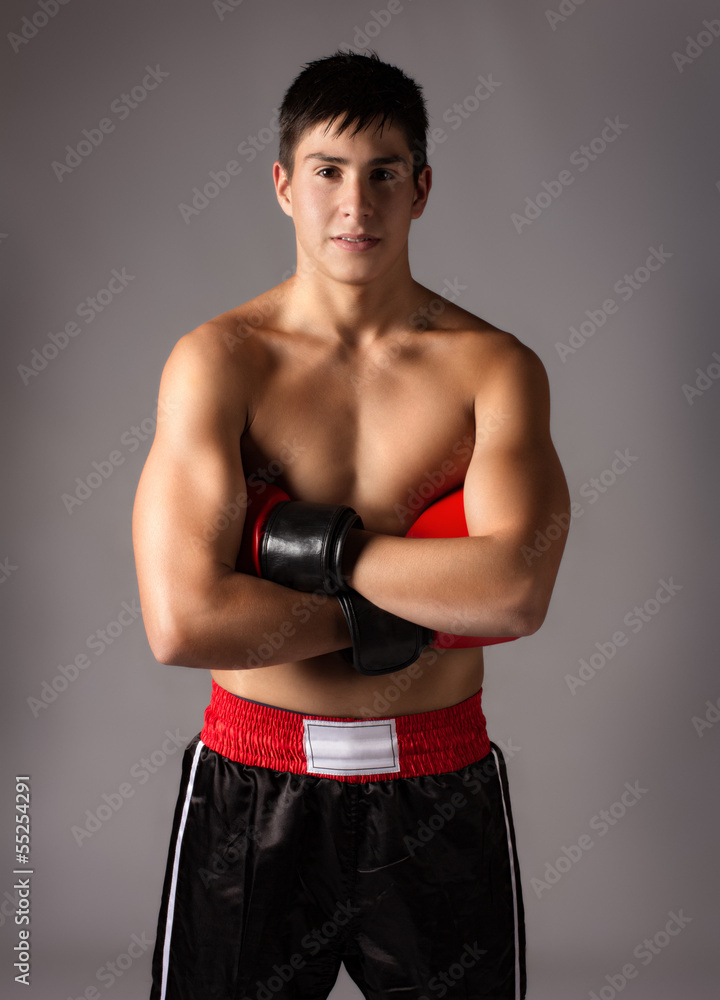 Young male kickboxer