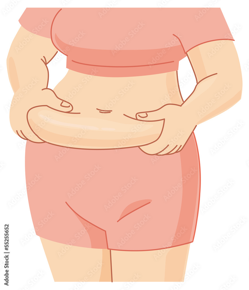 メタボなお腹をつまむ女性 メタボなお腹をつまむ女性