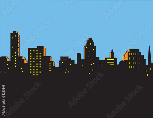 Retro Classic City Skyline photo