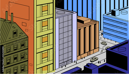 Retro Comics City Street Scene