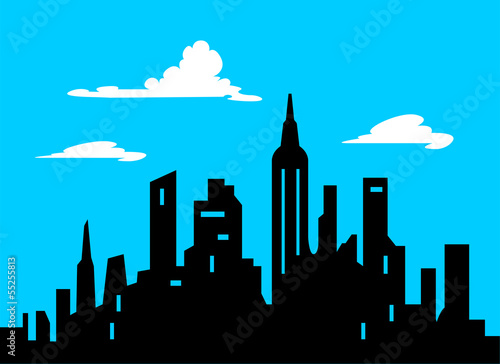 Graphic Style Cartoon City Skyline