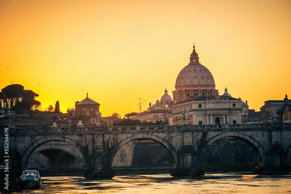 St. Peter's cathedral at dusk, Rome
