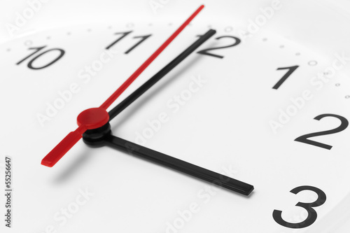 Clock face showing business working time on white background