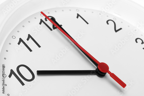 Clock face showing business working time on white background