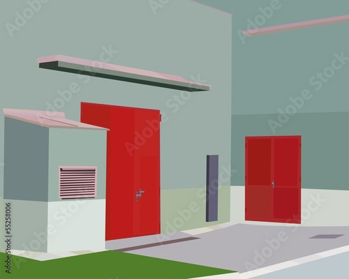 Twice the red door in the corner