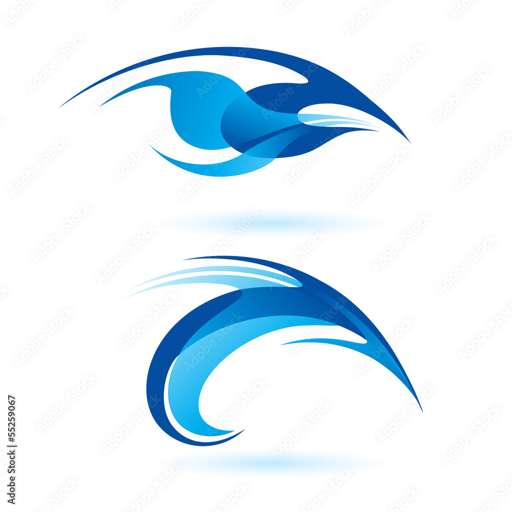 Naklejka premium Smooth abstract forms in blue.