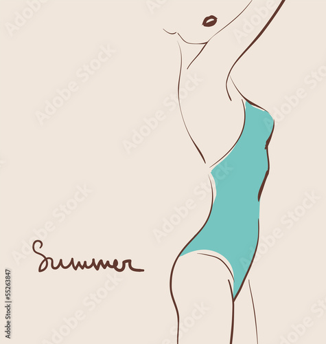 beautiful woman body in swimsuit