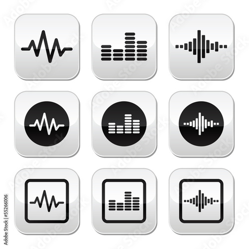 Soundwave music vector buttons set photo