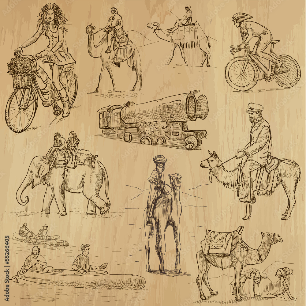 Transportation around the World (part 1) - hand drawings