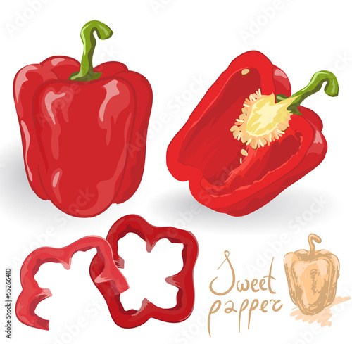 Photo Sweet red peppers. Vector.