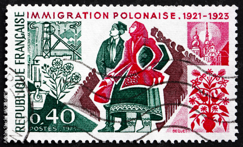Postage stamp France 1973 Polish Immigrants